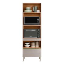 Torre Quente Proença 70cm 2 Fornos 2 Portas Basculantes E 1 Gaveta Nogueira Touch-nude - Demartêz