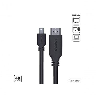Cabo Mini Displayport Macho Para Hdmi 2.0 Macho 2 Metros - Pmdph4k-2