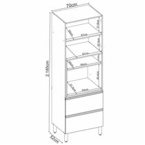 Paneleiro Proença 70cm 1 Forno 2 Portas Vidro Reflecta E 2 Gavetas Nogueira Touch-carbono - Demartêz