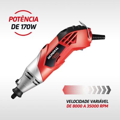 Micro Retífica Mondial Power Tools Fmr-01 127v Vermelho 110v