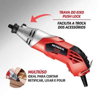 Micro Retífica Mondial Power Tools Fmr-01 127v Vermelho 110v