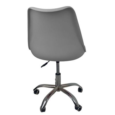 Kit 8 Cadeiras Office Base Cromada Com Rodizio Giratória Saarinen Cinza