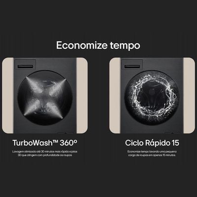 Lavadora e Secadora LG 14kg Smart WashTower com Inteligência Artificial AIDD WK14BS6A Aço Escovado Preto - 220V