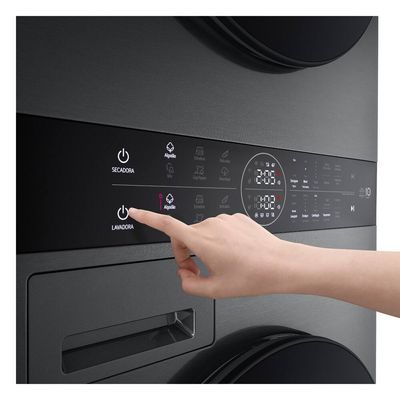 Lavadora e Secadora LG 14kg Smart WashTower com Inteligência Artificial AIDD WK14BS6A Aço Escovado Preto - 220V
