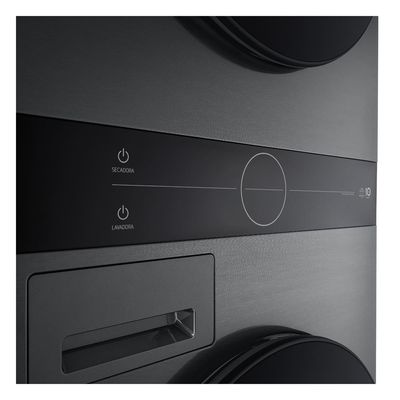 Lavadora e Secadora LG 14kg Smart WashTower com Inteligência Artificial AIDD WK14BS6A Aço Escovado Preto - 220V