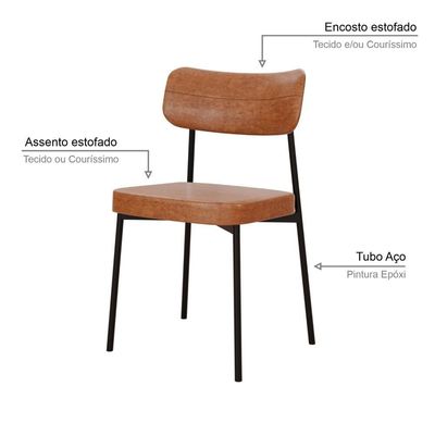 Cadeira Mynna Fixa C/4 Pes 525 X 470 X 790 Mm C/2 Un. Courino Caramelo Courino Caramelo