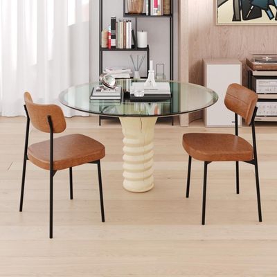 Cadeira Mynna Fixa C/4 Pes 525 X 470 X 790 Mm C/2 Un. Courino Caramelo Courino Caramelo