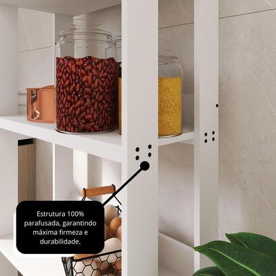 Armario Multiuso Organizador Para Cozinha Com Prateleiras Branco Branco