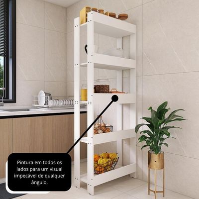 Armario Multiuso Organizador Para Cozinha Com Prateleiras Branco Branco
