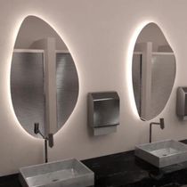 Kit 2 Espelhos Orgânico Com Led Branco 60x40 Com Fonte Bivolt Branca