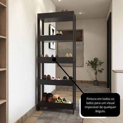 Sapateira Multiuso Para Calçados 5 Andares Organizador Mdp 15mm Preto Preto