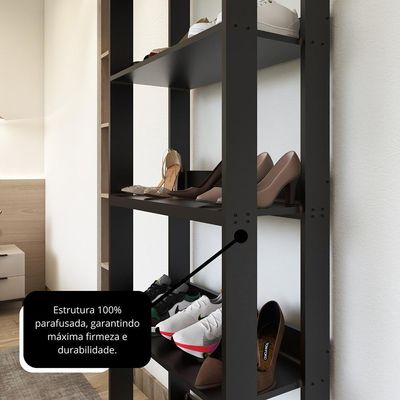 Sapateira Multiuso Para Calçados 5 Andares Organizador Mdp 15mm Preto Preto