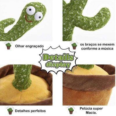 Cactos Pelúcia Dançante E Falante Toca Música Repete Fala