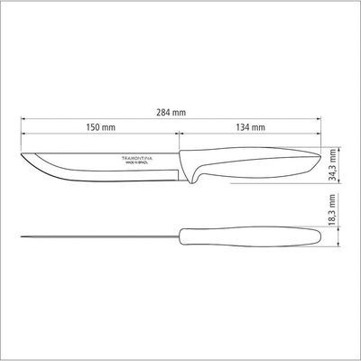 Faca Para Cozinha Plenus Com Lâmina Em Aço Inox E Cabo De Polipropileno Off White 6"