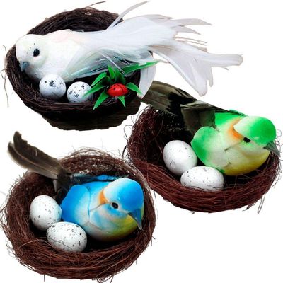 Kit 30 Enfeite Pássaros Ovos Ninho Artesanal Decoração 15cm