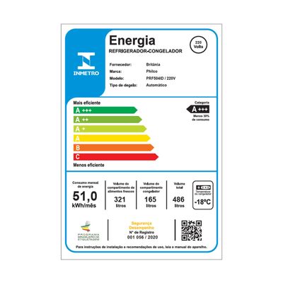 Geladeira 486L Philco Inverter Side by Side Inox PRF504ID 220V