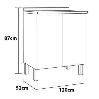 Balcão Itatiaia Tarsila com 3 Portas, 2 Gavetas e 1 Prateleira - Branco - 120cm de largura