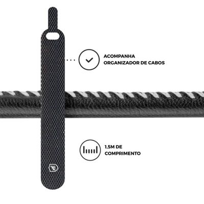 Cabo usb para PlayStation 5 Turbo Militar 1,5M - Tipo C / USB-A - Original - Gshield