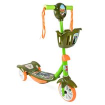 Patinete 3 Rodas com Cesta Dino Fun World Play&Fun Verde