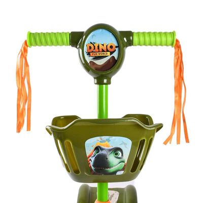 Patinete 3 Rodas com Cesta Dino Fun World Play&Fun Verde