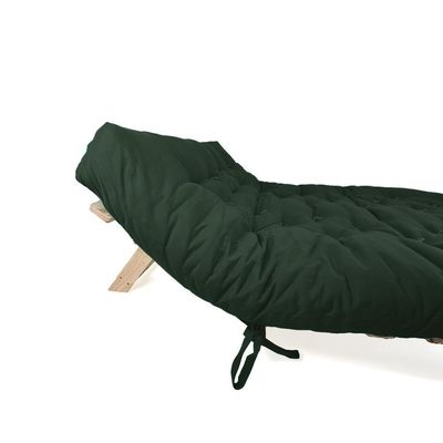 Sofa Cama Futon Oriental King Verde Militar Madeira Maciça Pinus Natural Sem Pintura