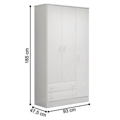Conjunto Doce Sonho Branco Cômoda Sapateira + Guarda-roupa 3 Portas E 2 Gavetas