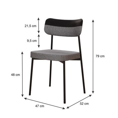 Cadeira Mynna Fixa C/4 Pes 525 X 470 X 790 Mm C/1 Un. Preto Crt Cinza/courino Preto