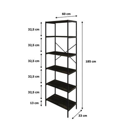 Estante C/06 Prateleiras 186x60x33cm Tub Tueh1866 Carvalho Dark - Carvalho Dark /