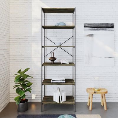 Estante C/06 Prateleiras 186x60x33cm Tub Tueh1866 Carvalho Dark - Carvalho Dark /