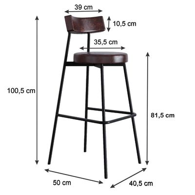 Banqueta Alta Stout Ae: 100 / Aa: 75cm C/04 Un. Courino Café Courino Café