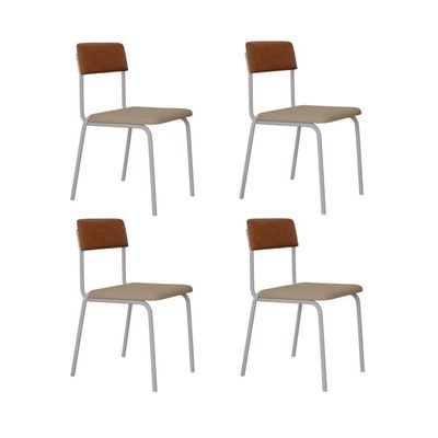Cadeira Fit Fixa C/4 Pes 475 X 505 X 810 Mm C/4 Un Pés Brancos. Caramelo Crt Areia/courino Caramelo