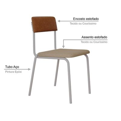 Cadeira Fit Fixa C/4 Pes 475 X 505 X 810 Mm C/4 Un Pés Brancos. Caramelo Crt Areia/courino Caramelo