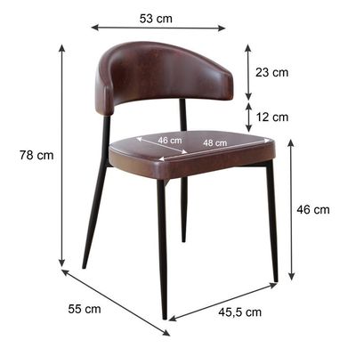 4 Unidades Cadeira Bless Fixa C/4 Pés 53 X 55 X 78cm. Courino Café Courino Café