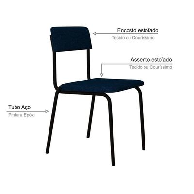 Cadeira Fit Fixa C/4 Pes 475 X 505 X 810 Mm C/2 Un. Corriente Azul Corriente Azul