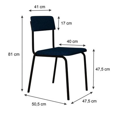 Cadeira Fit Fixa C/4 Pes 475 X 505 X 810 Mm C/2 Un. Corriente Azul Corriente Azul