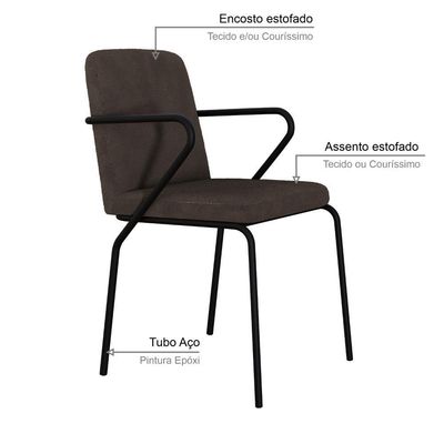 Cadeira Bloom Fixa C/4 Pes C/braco 490x580x850 Mm C/1 Un Boucle Marrom Castor Boucle Marrom Castor