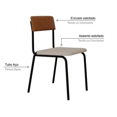 Cadeira Fit Fixa C/4 Pes 475 X 505 X 810 Mm C/4 Un. Caramelo Crt Palha/courino Caramelo