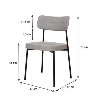 Cadeira Mynna Fixa C/4 Pes 525 X 470 X 790 Mm C/1 Un. Corriente Cinza Claro Corriente Cinza Claro