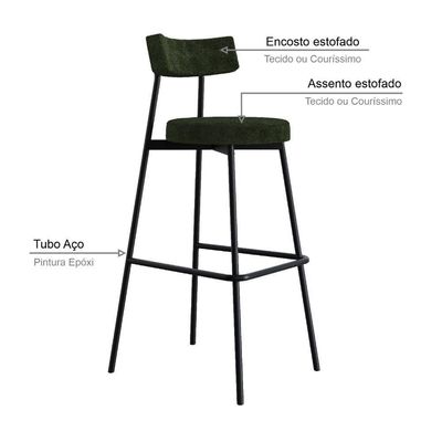 Banqueta Alta Stout Ae: 100 / Aa: 75cm C/02 Un. Boucle Verde Alga Boucle Verde Alga