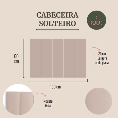 Cabeceira Modulada Adesiva Estofada Solteiro - Kit 5 Placas