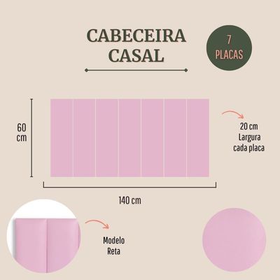 Cabeceira Modulada Adesiva Estofada Casal - Kit 7 Placas