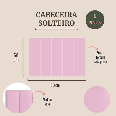 Cabeceira Modulada Adesiva Estofada Solteiro - Kit 5 Placas
