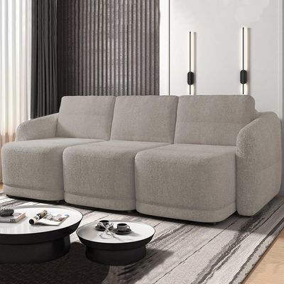 Sofá Cama Casal Para Sala 246cm Polska Z08 Boucle Bege Escuro - Mpozenato