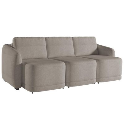 Sofá Cama Casal Para Sala 246cm Polska Z08 Boucle Bege Escuro - Mpozenato