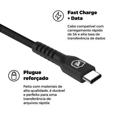 Cabo usb para PlayStation 5 Tipo C / Usb 2 metros- Preto - Gshield