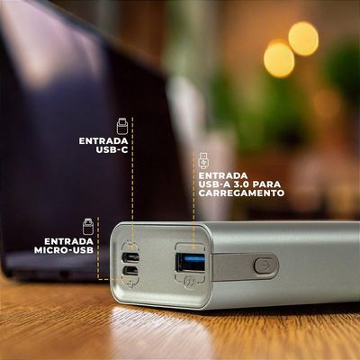 Carregador Portátil para Notebook 45W - Discovery - Titanium Cinza - Gshield