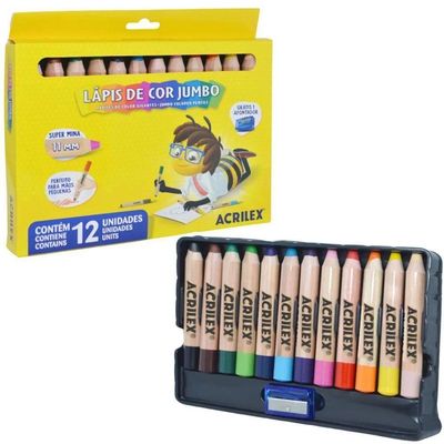 Lápis De Cor Jumbo 12 Cores Acrilex