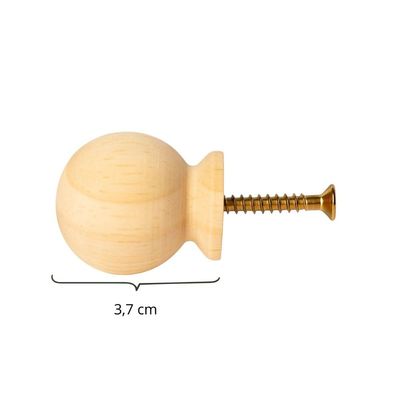 Kit 5 Puxadores de Madeira Redondos P/ Móveis Gavetas Armários Modelo Bola