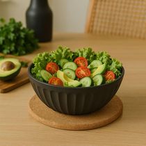 Kit 6 Saladeiras Tigelas 1,5L Pretas Plásticas Sobremesa Restaurante Buffet Uz