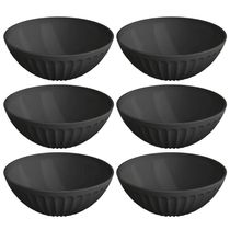 Kit 6 Saladeiras Tigelas 1,5L Pretas Plásticas Sobremesa Restaurante Buffet Uz